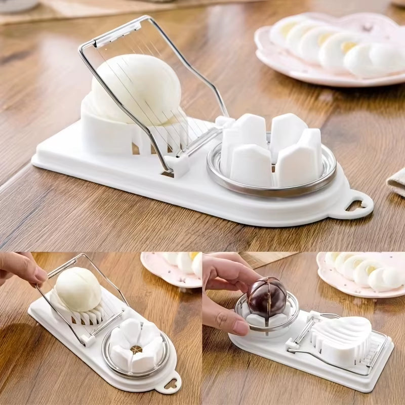 Stainless Steel Multifunctional Egg Slicer Vegetables and Fruits Fancy Splitter Cutting Tool Two in One Home Kitchen Gadget