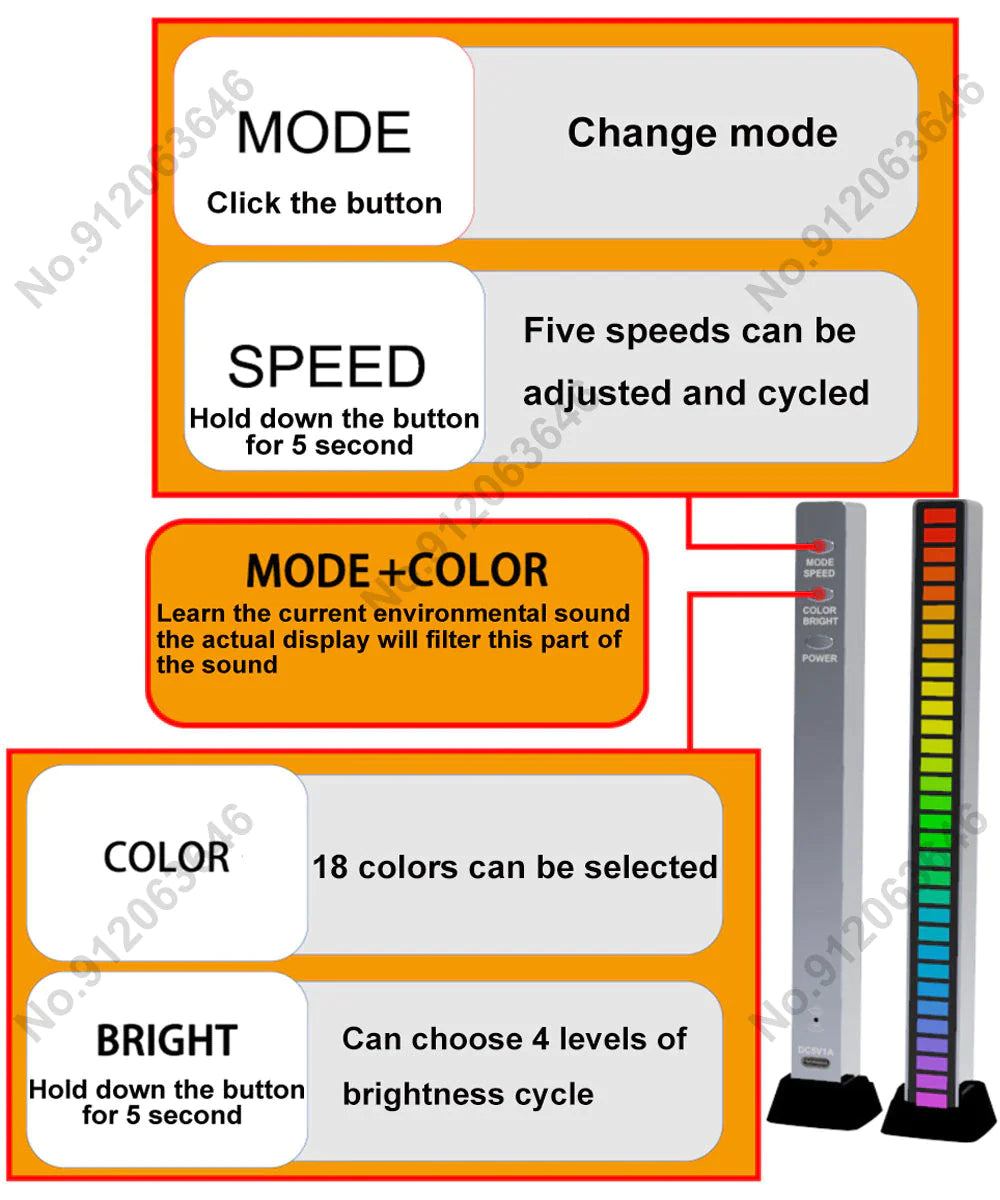 RGB Music Sound Control LED Lights App Control Pickup Light Rhythm Ambient Light for Car Tv Game Computer Desktop Decora Lights