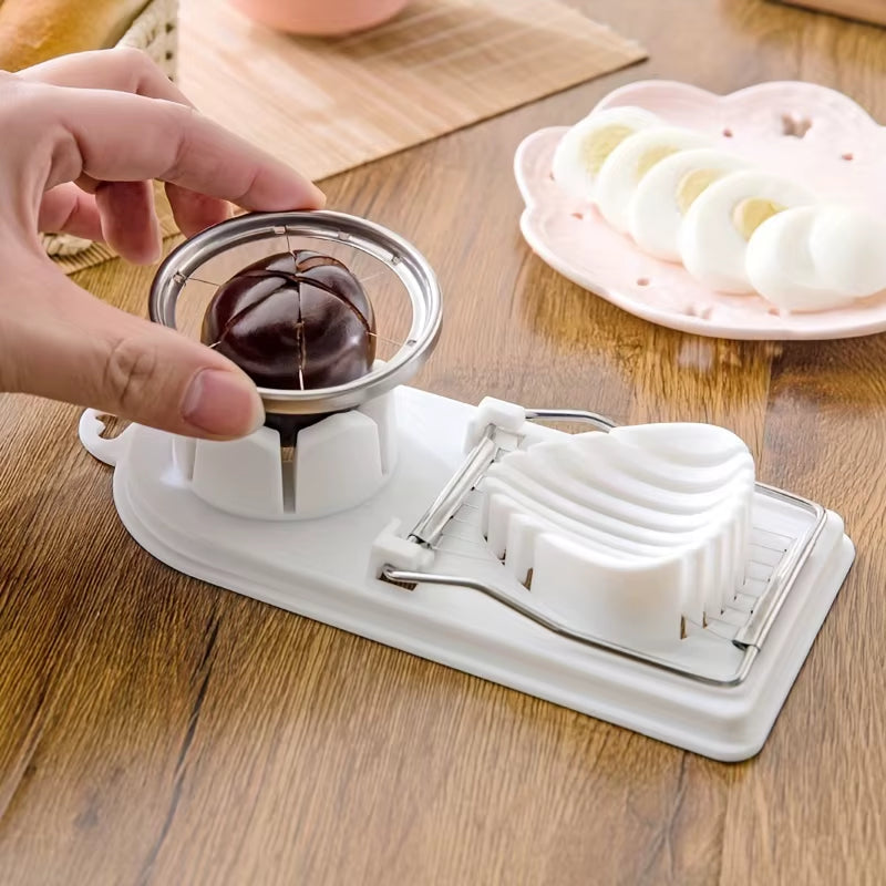 Stainless Steel Multifunctional Egg Slicer Vegetables and Fruits Fancy Splitter Cutting Tool Two in One Home Kitchen Gadget