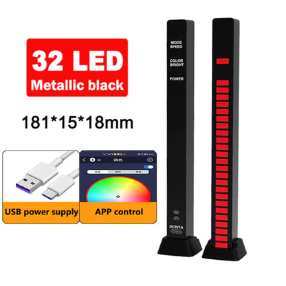 RGB Music Sound Control LED Lights App Control Pickup Light Rhythm Ambient Light for Car Tv Game Computer Desktop Decora Lights