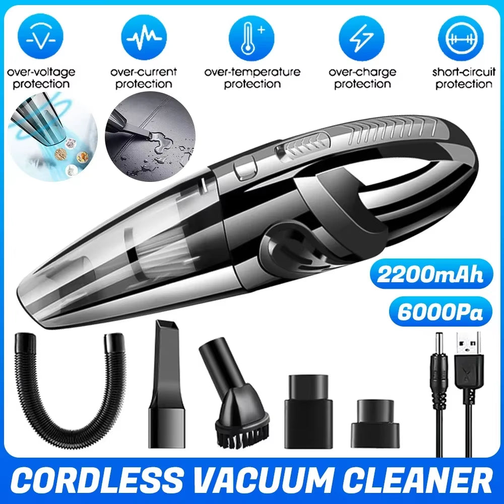 Wireless Handheld Vacuum Cleaner USB Charging Car Vacuum Cleaner Portable Wet&Dry Handheld Strong Suction Cordless 12000Pa