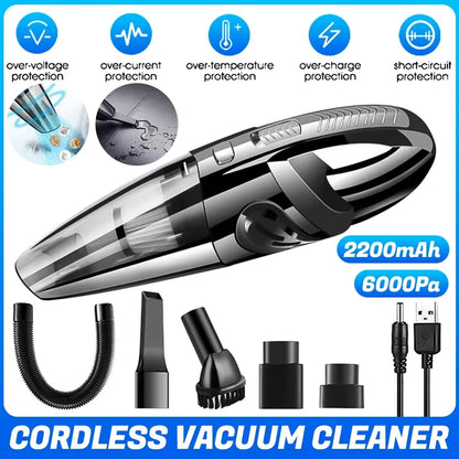 Wireless Handheld Vacuum Cleaner USB Charging Car Vacuum Cleaner Portable Wet&Dry Handheld Strong Suction Cordless 12000Pa