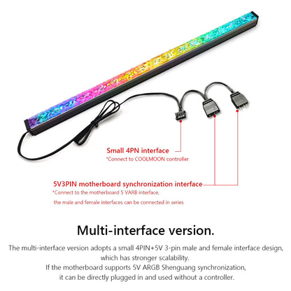 COOLMOON 30Cm Aluminum Alloy RGB PC Case LED Strip Magnetic Computer Light Bar 5V/3PIN Small 4Pin ARGB Motherboard Light-Strip
