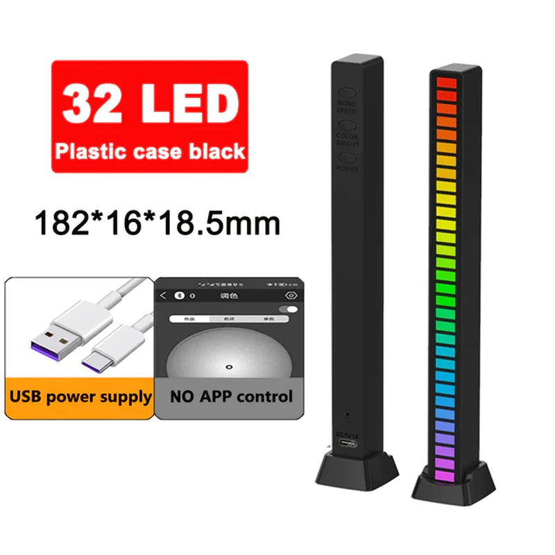RGB Music Sound Control LED Lights App Control Pickup Light Rhythm Ambient Light for Car Tv Game Computer Desktop Decora Lights