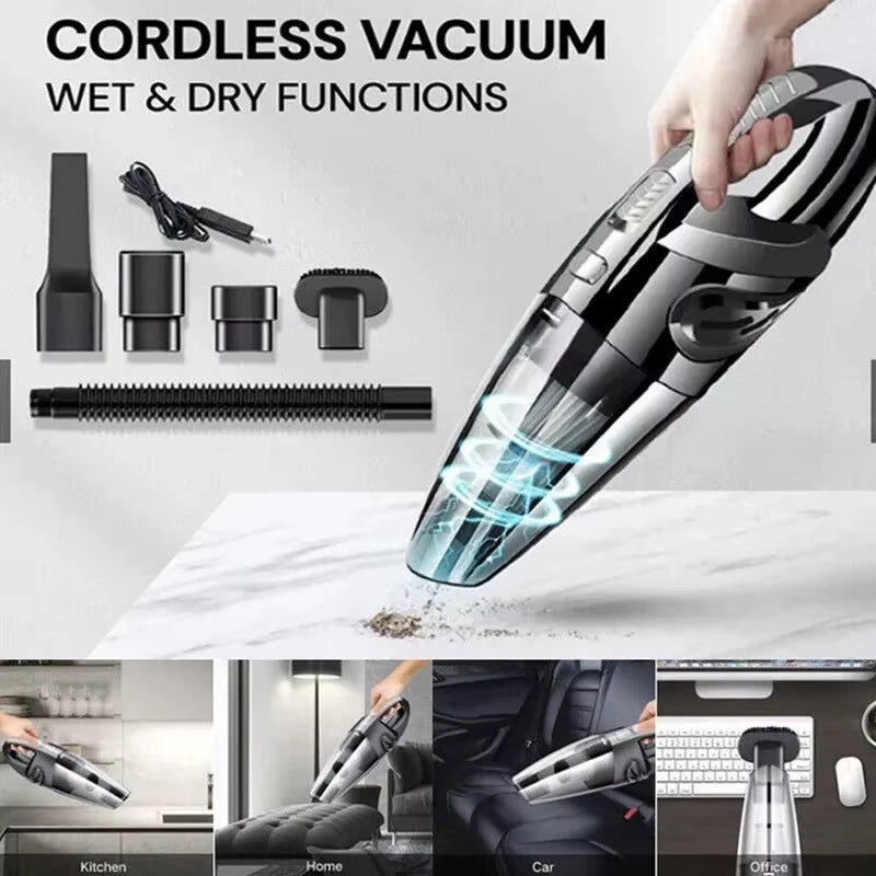 Wireless Handheld Vacuum Cleaner USB Charging Car Vacuum Cleaner Portable Wet&Dry Handheld Strong Suction Cordless 12000Pa