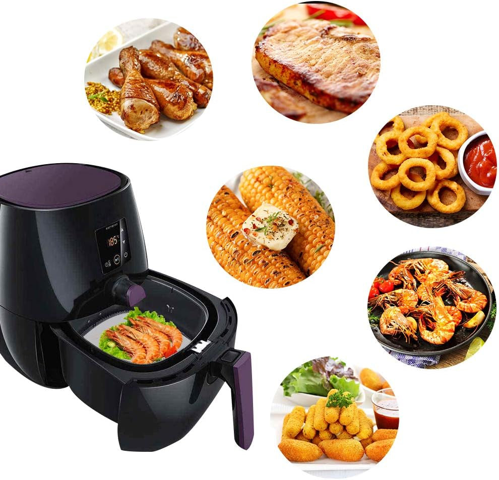 Air Fryer Parchment Paper, 200Pcs 8.5 Inch Perforated Unbleached Square Air Fryer Liners,Steaming Parchment Liner, Parchment Paper for Air Fryer, No Burn, Easy Cleanup…