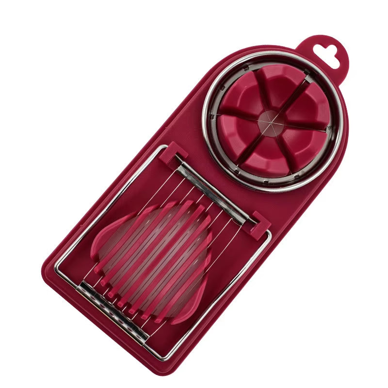 Stainless Steel Multifunctional Egg Slicer Vegetables and Fruits Fancy Splitter Cutting Tool Two in One Home Kitchen Gadget