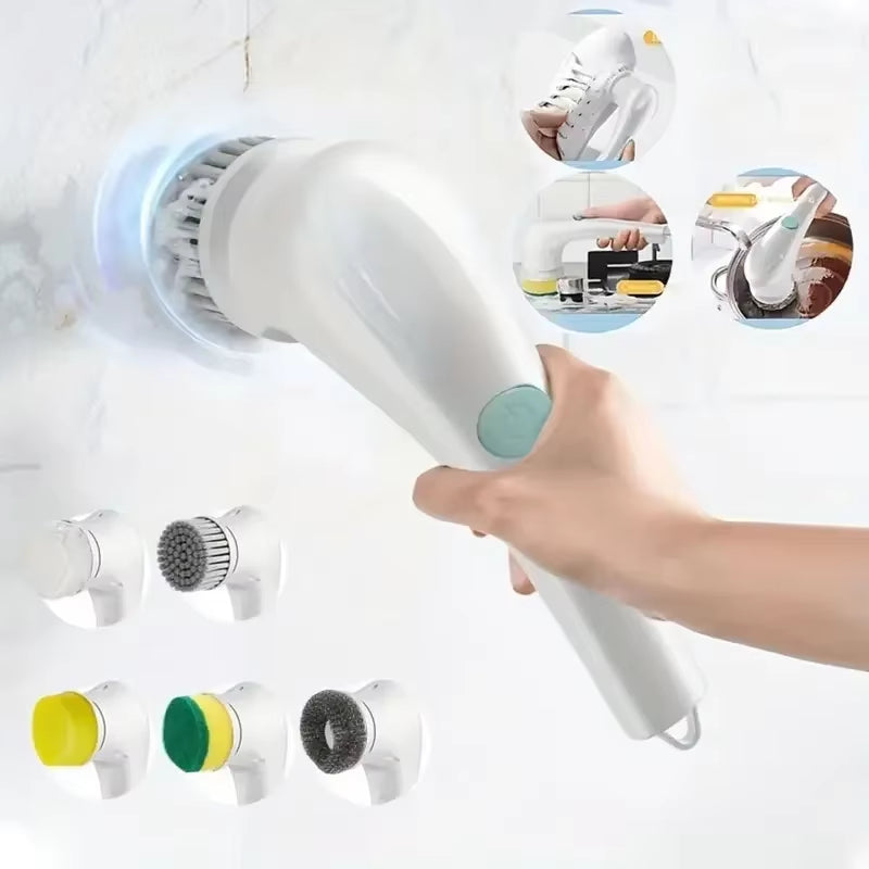 Five in One Multifunctional Electric Cleaning Brush for Bathroom Washing and Kitchen Cleaning Tools