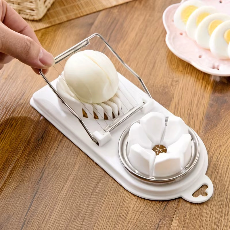 Stainless Steel Multifunctional Egg Slicer Vegetables and Fruits Fancy Splitter Cutting Tool Two in One Home Kitchen Gadget