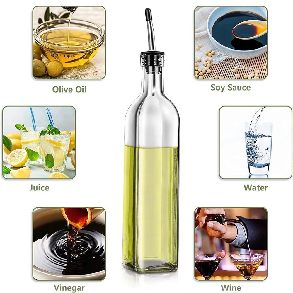 Olive Oil Dispenser Bottle,Glass Olive Oil Dispenser and Vinegar Dispenser Set with Pourers,Oil Bottles,Funnel,Brush for Kitchen