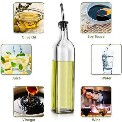 Olive Oil Dispenser Bottle,Glass Olive Oil Dispenser and Vinegar Dispenser Set with Pourers,Oil Bottles,Funnel,Brush for Kitchen