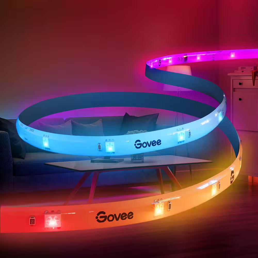 RGBIC Smart Integrated LED 24.6 Ft. Strip Light with 36 Watt Equivalent RGBWW Smart Light Bulb