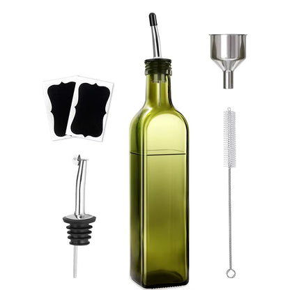 Olive Oil Dispenser Bottle,Glass Olive Oil Dispenser and Vinegar Dispenser Set with Pourers,Oil Bottles,Funnel,Brush for Kitchen