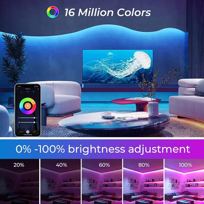5M 10M 20M Tuya Wifi RGB RGBW RGBWW Led Strip 5050 12V Dimmable Light+Mini Controller+Power APP Voice Control Alexa Google Home