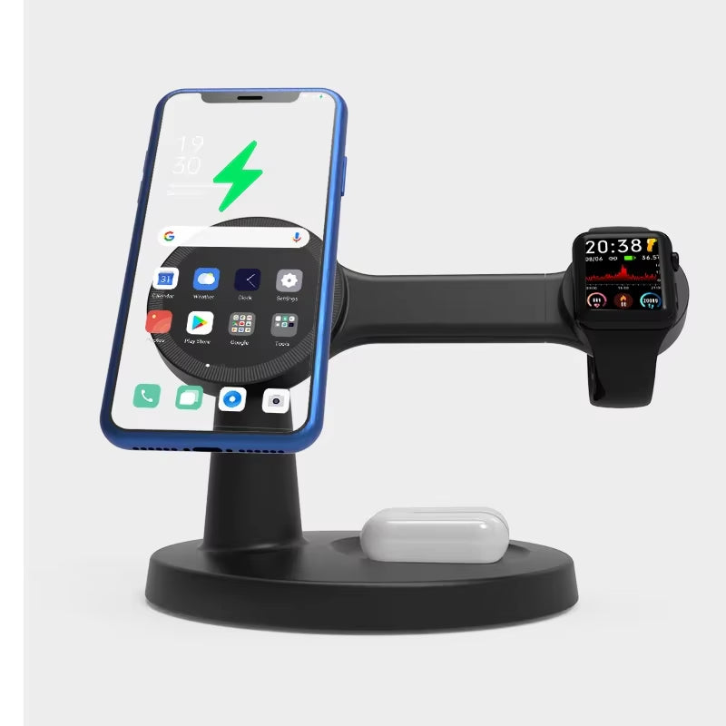 3 in 1 Magnetic Wireless Charger Stand for Magsafe Iphone 16 15 14 13 Pro Max Apple Watch 9 8 Airpods Pro Fast Charging Station